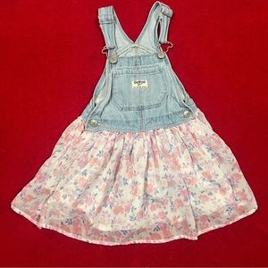Toddler Girls Size 4T OshKosh Bgosh Overall Floral Sleeveless Dress